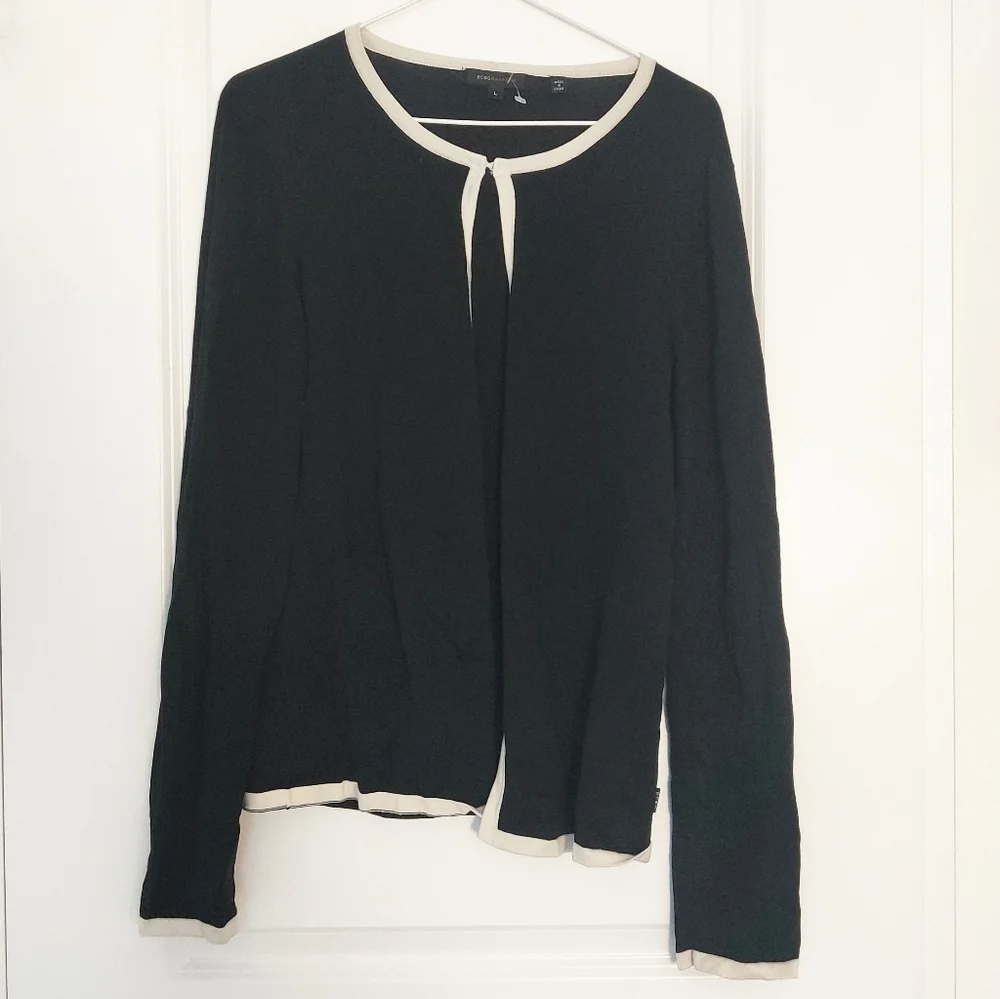 BCBGMaxAzria Black and Cream Silk blend Knit Cardigan – Size L - Picture 2 of 8